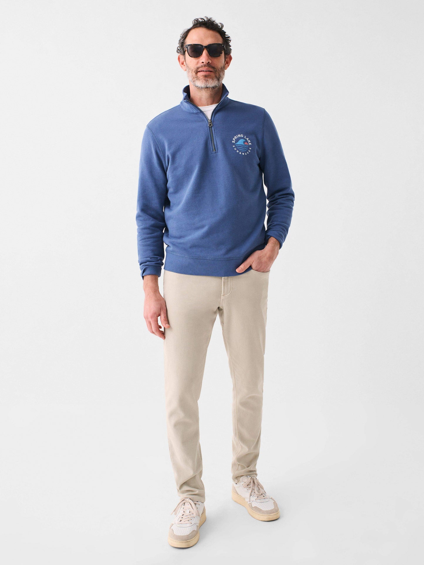 Spring Lake Long-Sleeve Terry Quarter-Zip - Faded Navy