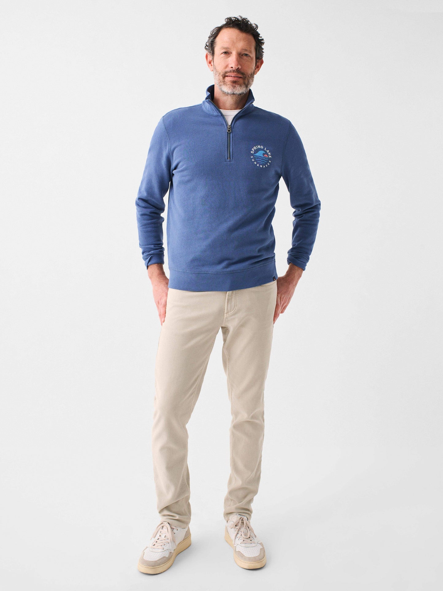 Spring Lake Long-Sleeve Terry Quarter-Zip - Faded Navy