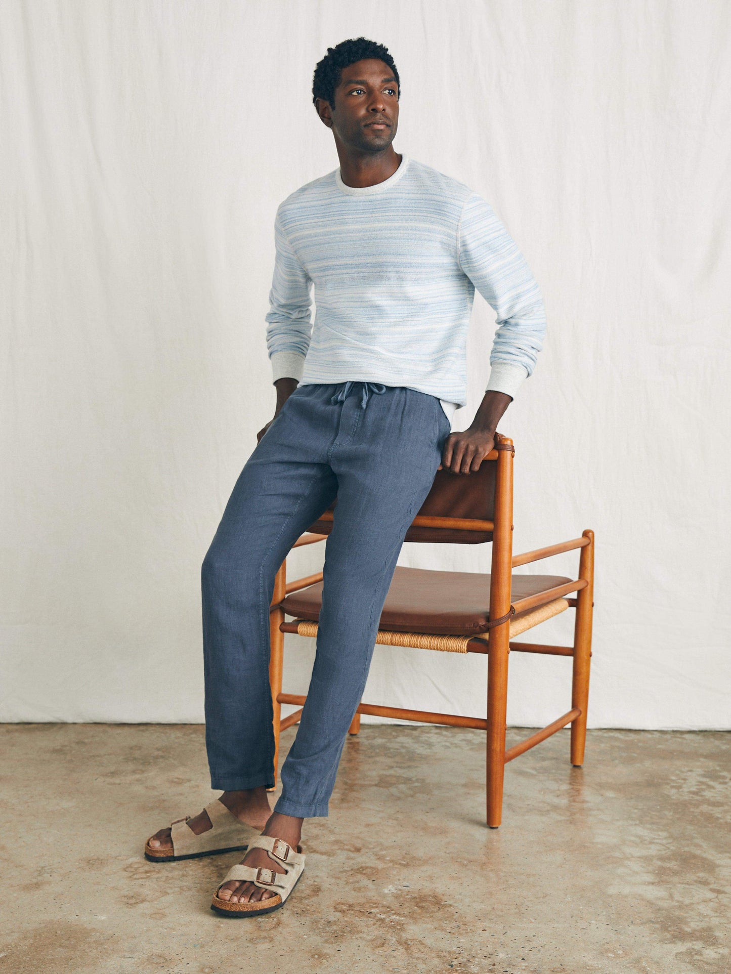 Linen Drawstring Pant - Look Out Navy