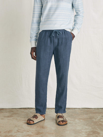 Linen Drawstring Pant - Look Out Navy