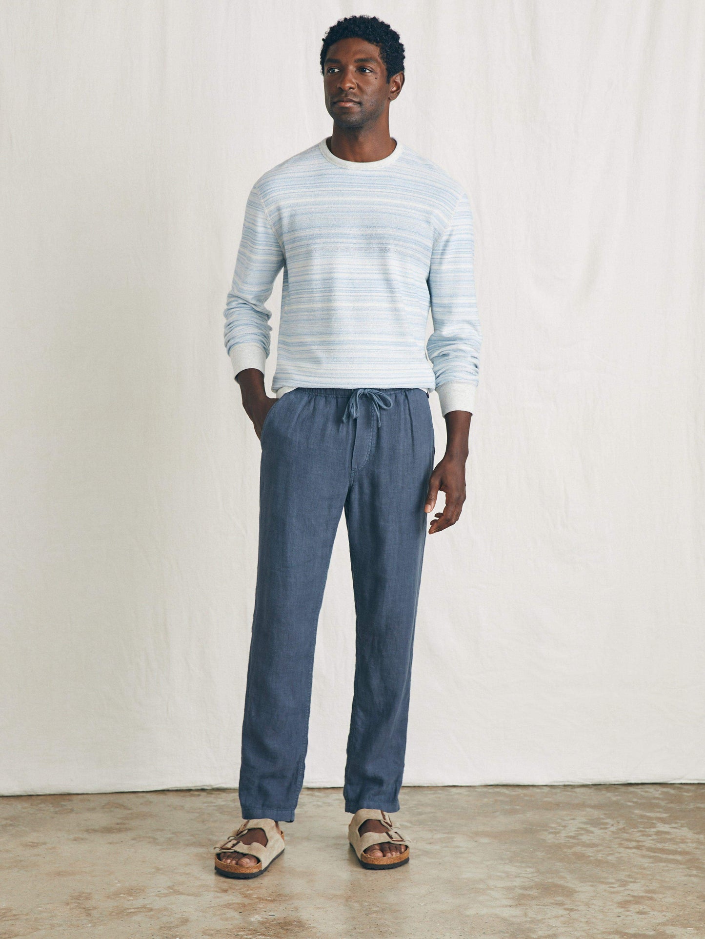 Linen Drawstring Pant - Look Out Navy