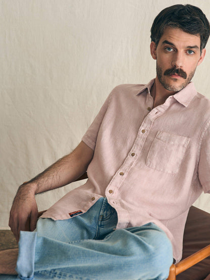 Short-Sleeve Palma Linen Shirt - Coastal Mauve