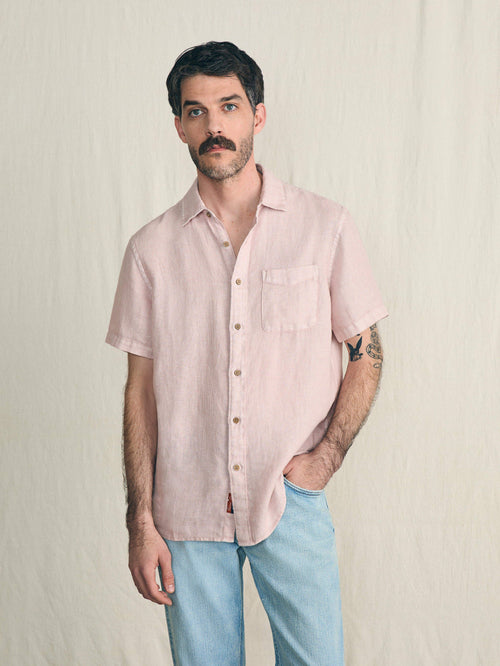 Short-Sleeve Palma Linen Shirt - Coastal Mauve