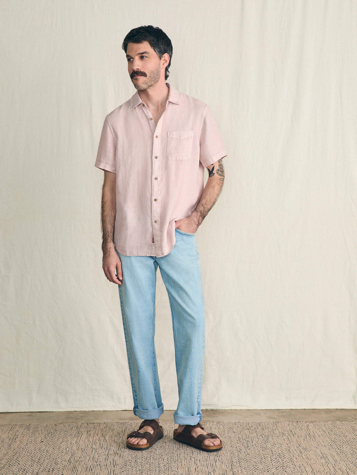Short-Sleeve Palma Linen Shirt - Coastal Mauve