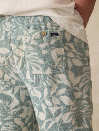 Cabana Towel Terry Sweatshort - Poolside Foliage Teal