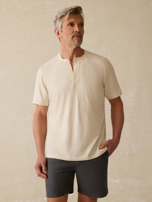 Short-Sleeve Sunwashed Regenerative Henley - Island Dune Heather