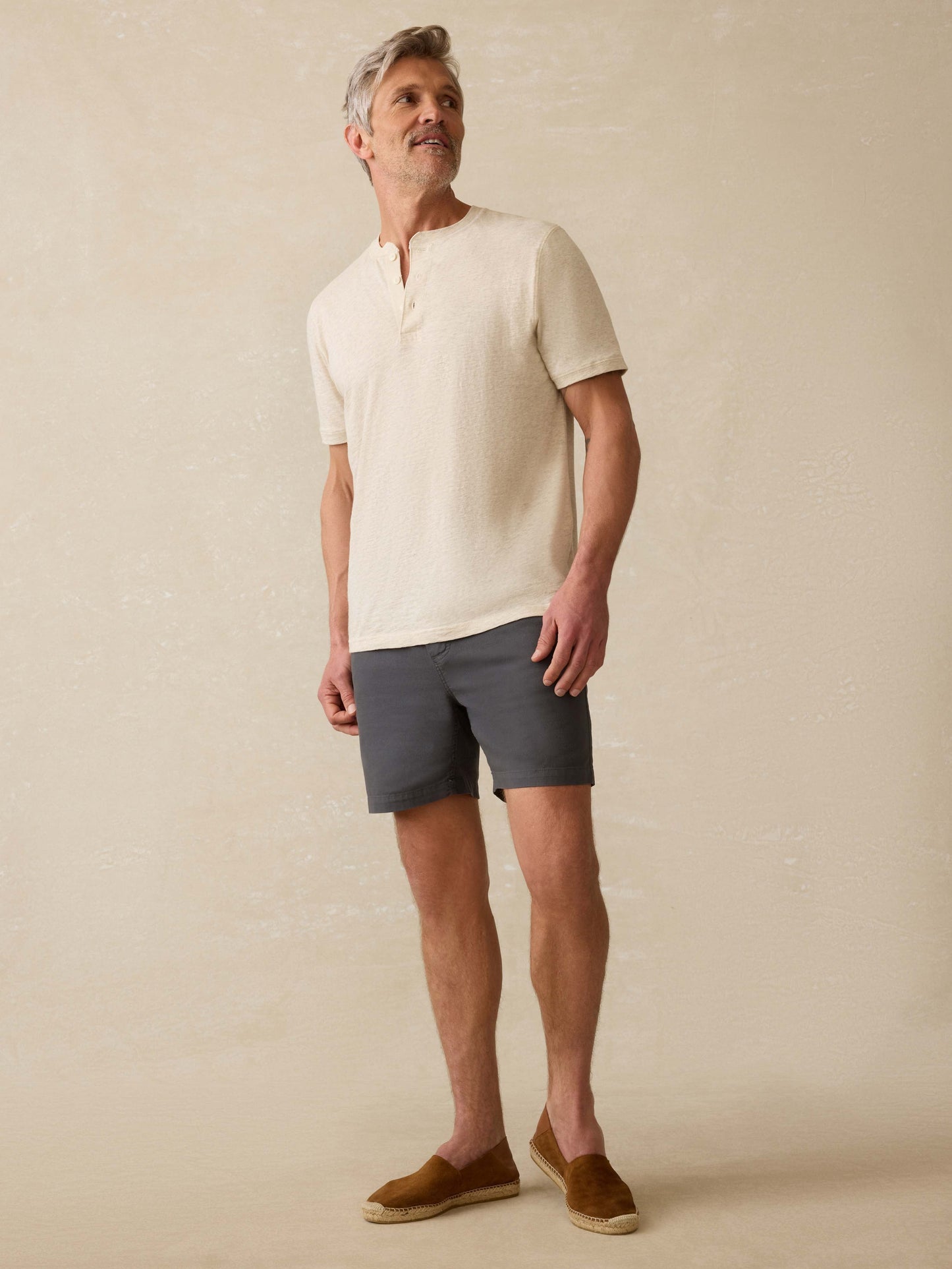 Short-Sleeve Sunwashed Regenerative Henley - Island Dune Heather