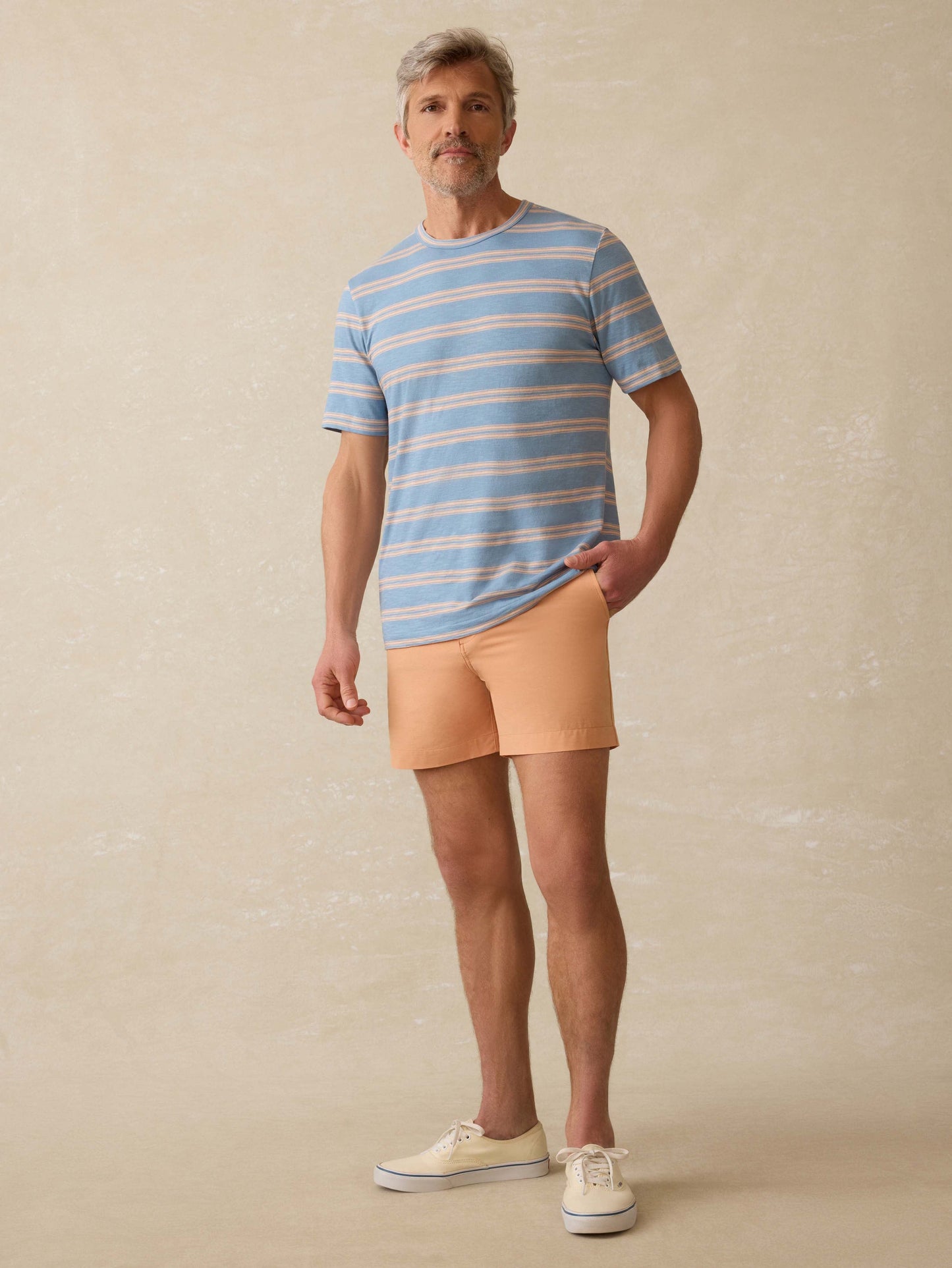 Sunwashed Regenerative Tee - Coast Coral Stripe