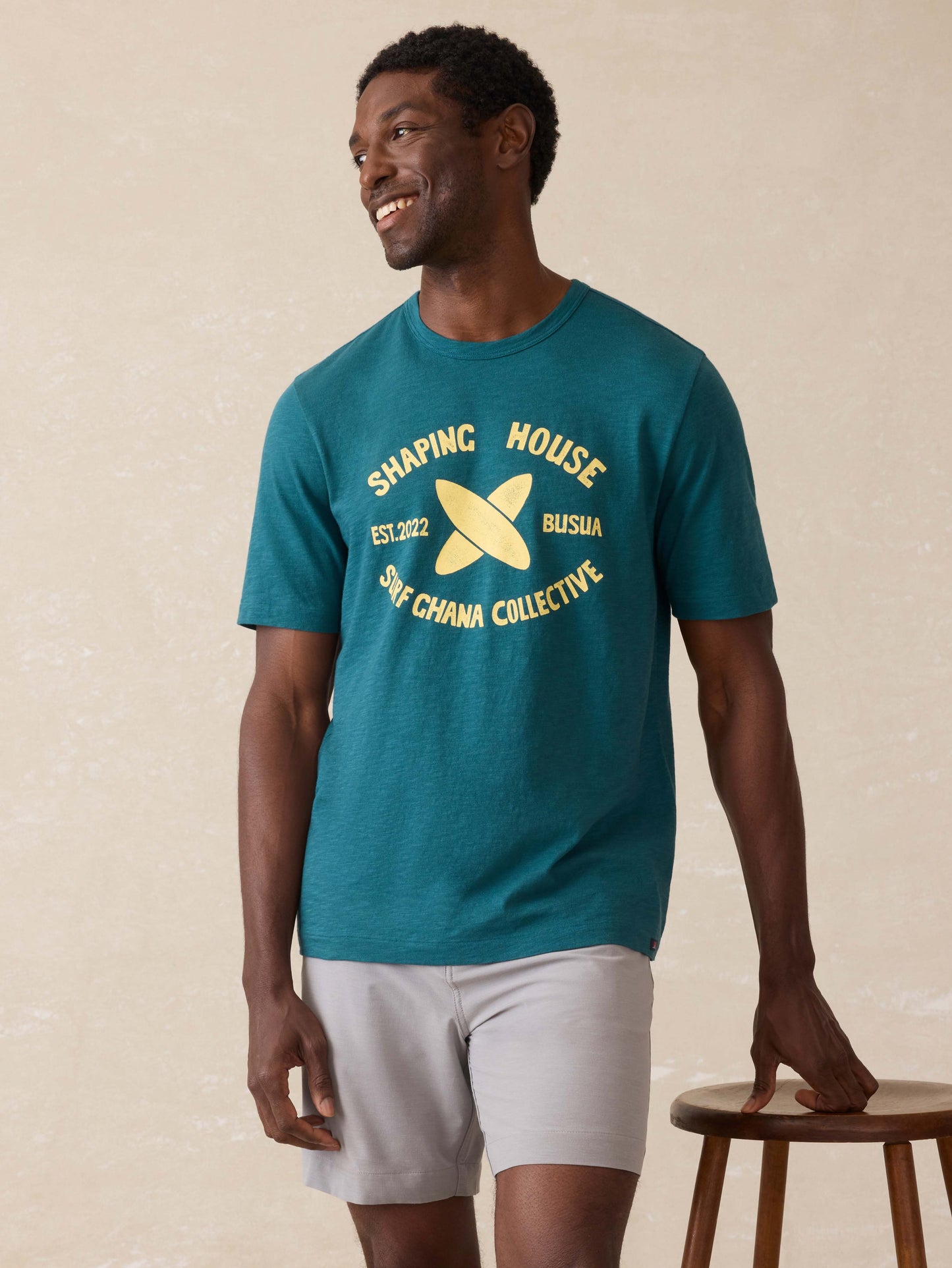Surf Ghana Short-Sleeve Shaping House Graphic Tee - Agona Green
