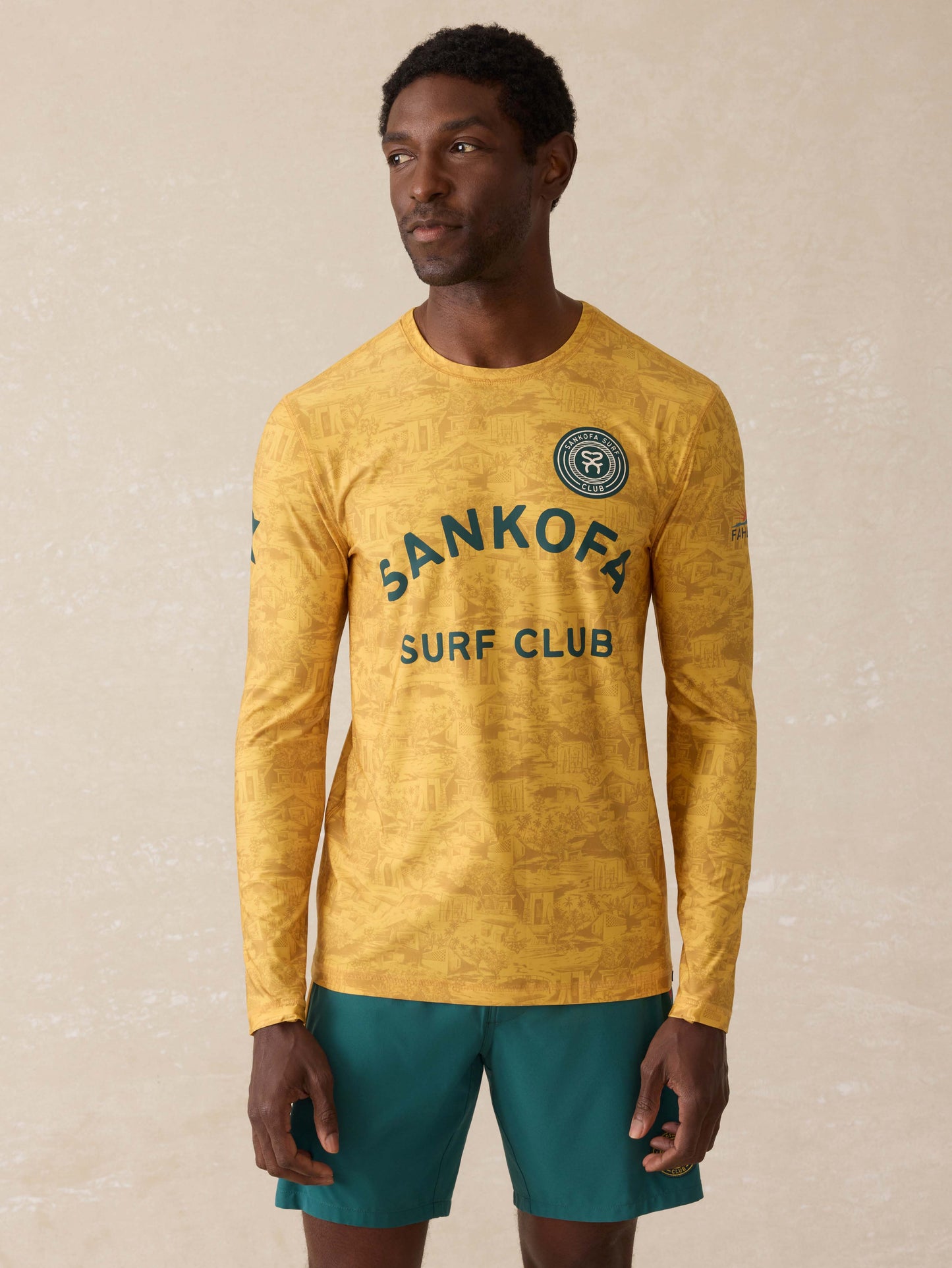 Surf Ghana Long-Sleeve Rash Guard - Beach House Gold