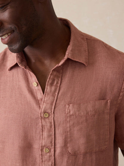 Short-Sleeve Palma Linen Shirt - Cedar Rose