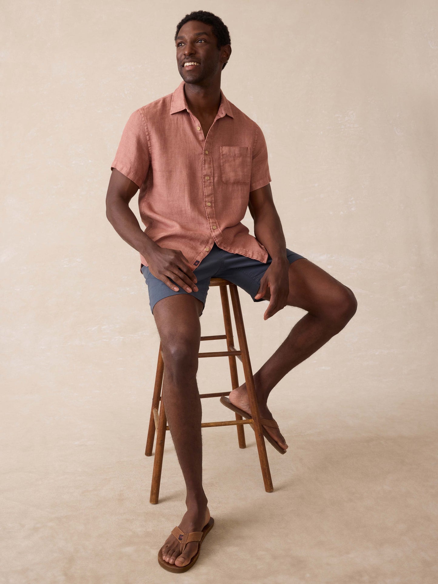 Short-Sleeve Palma Linen Shirt - Cedar Rose