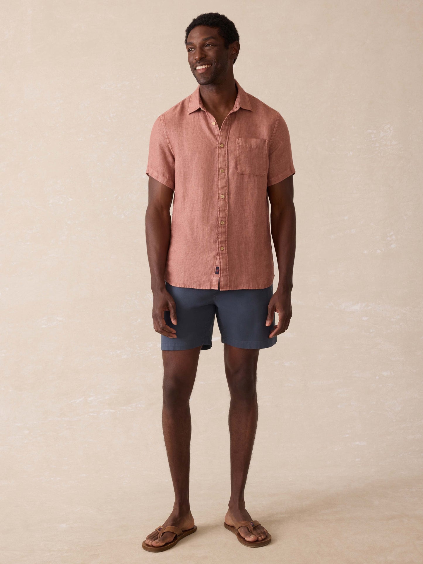 Short-Sleeve Palma Linen Shirt - Cedar Rose