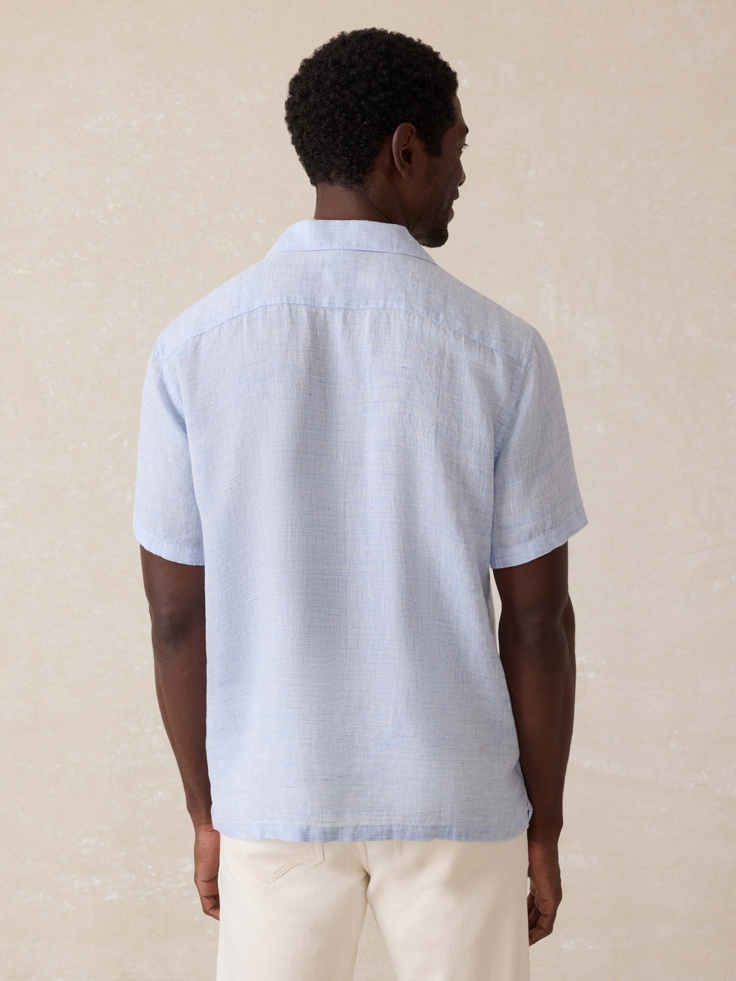 Short-Sleeve Reserve Basque Camp Shirt - Light Blue Melange