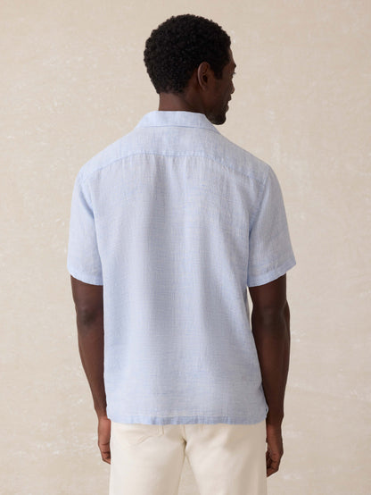 Short-Sleeve Reserve Basque Camp Shirt - Light Blue Melange