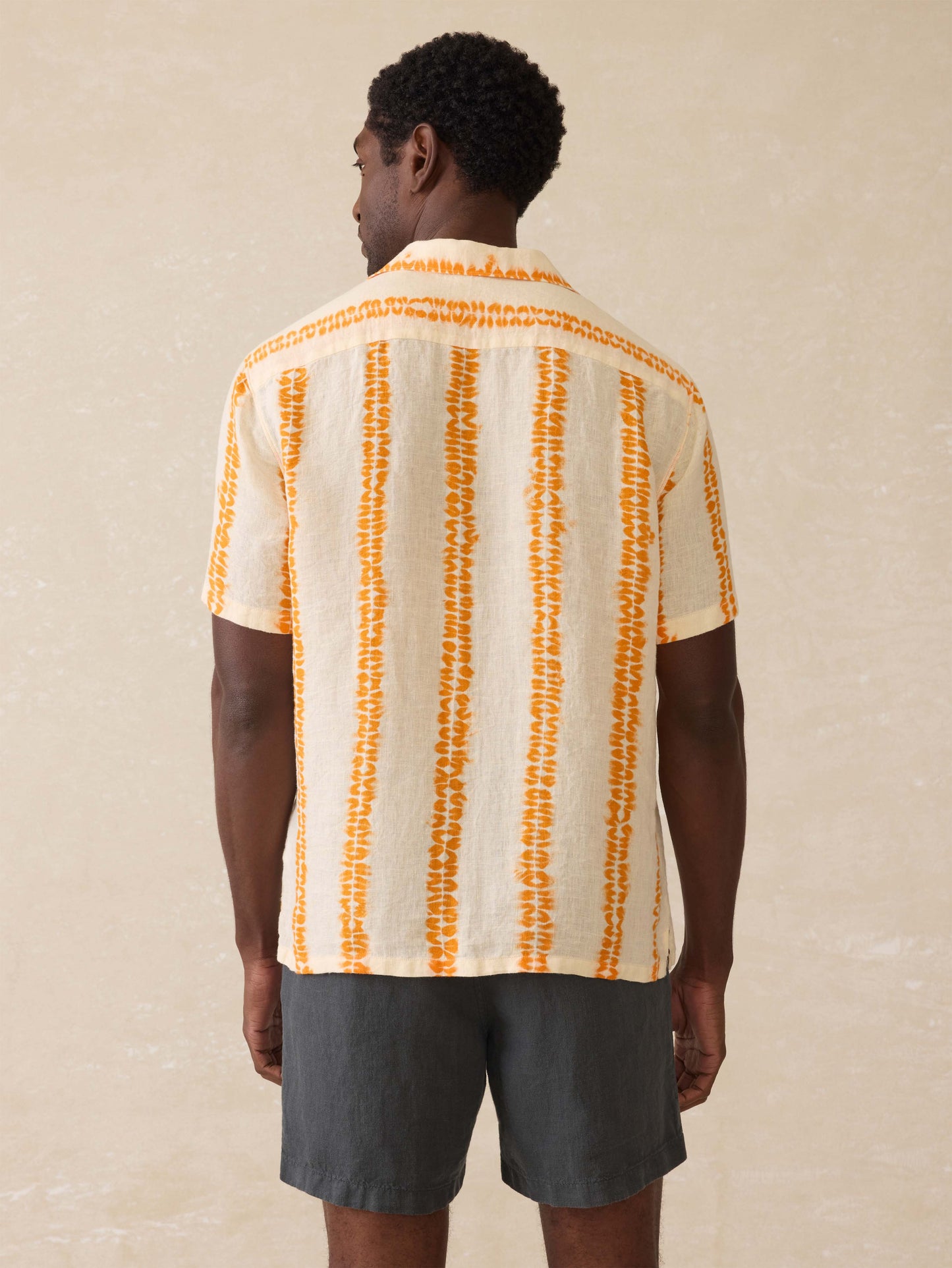 Short-Sleeve Shibori Palma Linen Shirt - Citrus Valley