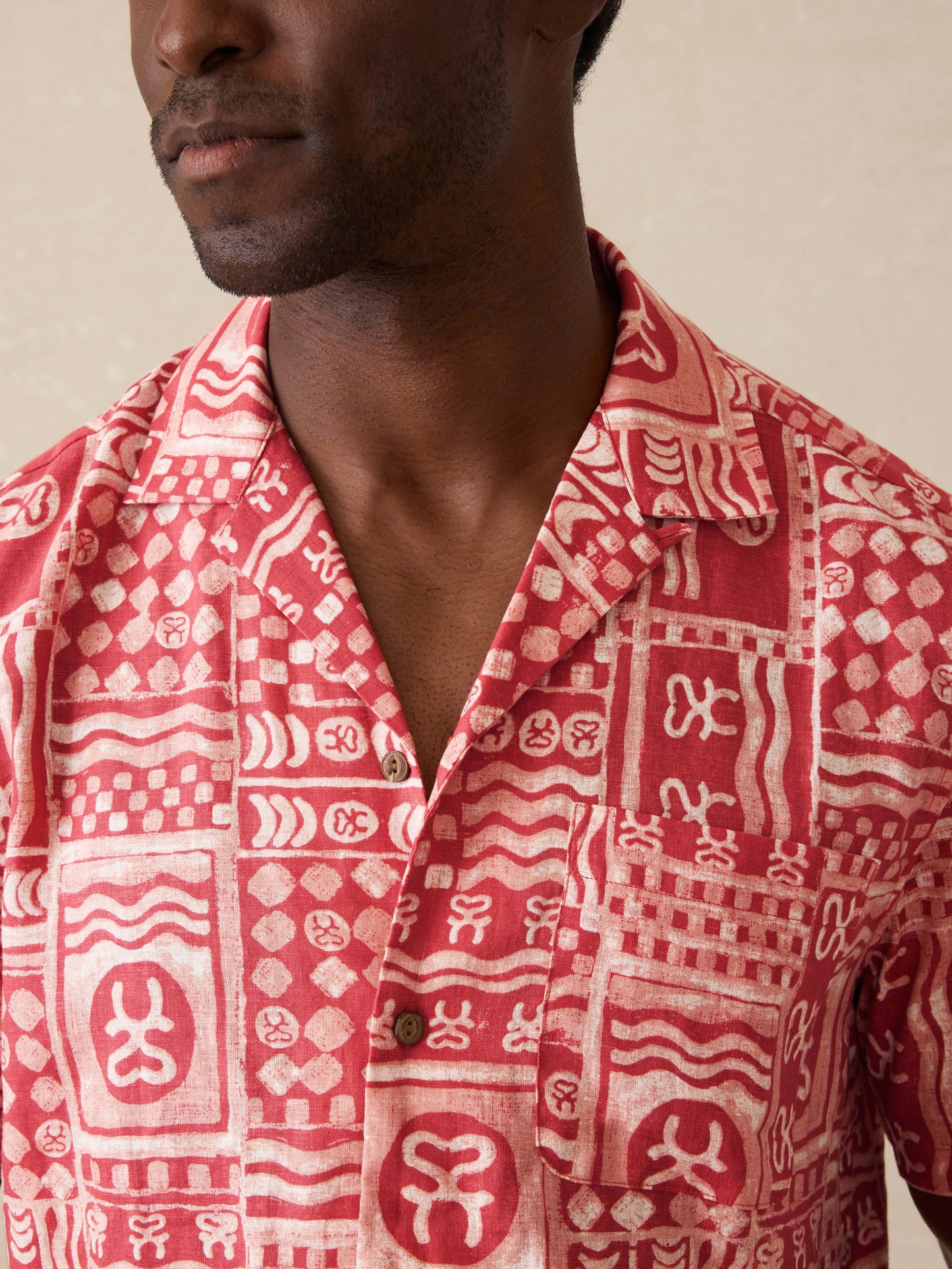 Surf Ghana Short-Sleeve Breeze Camp Shirt - Sankofa Tile Clay