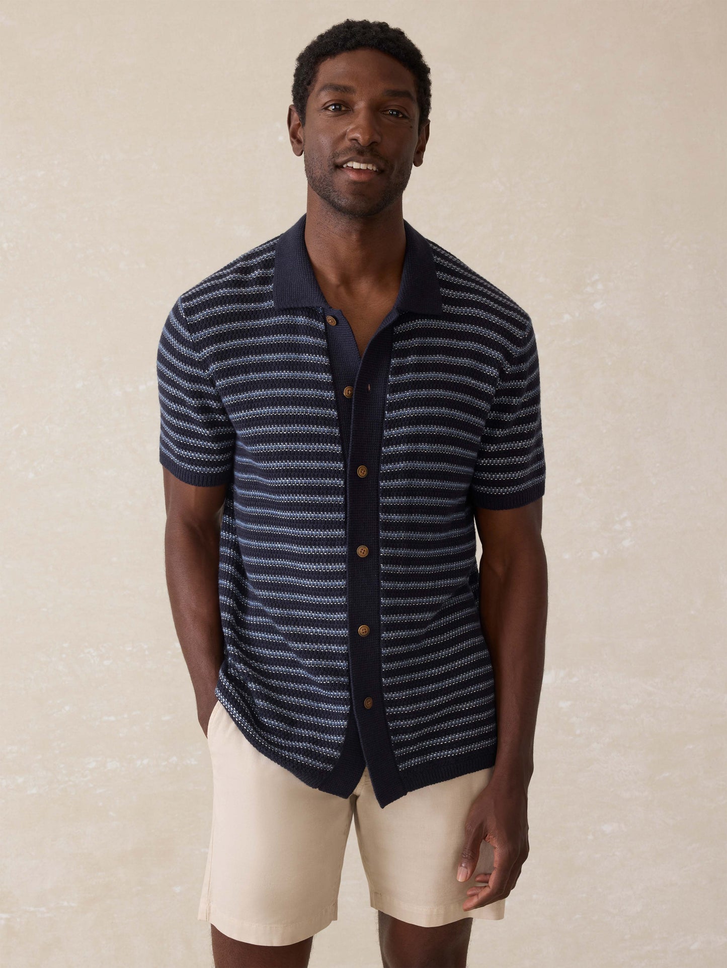 Short-Sleeve Sweater Shirt (Tall) - Northern Depths Stripe