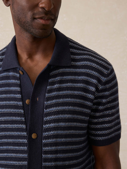 Short-Sleeve Sweater Shirt (Tall) - Northern Depths Stripe