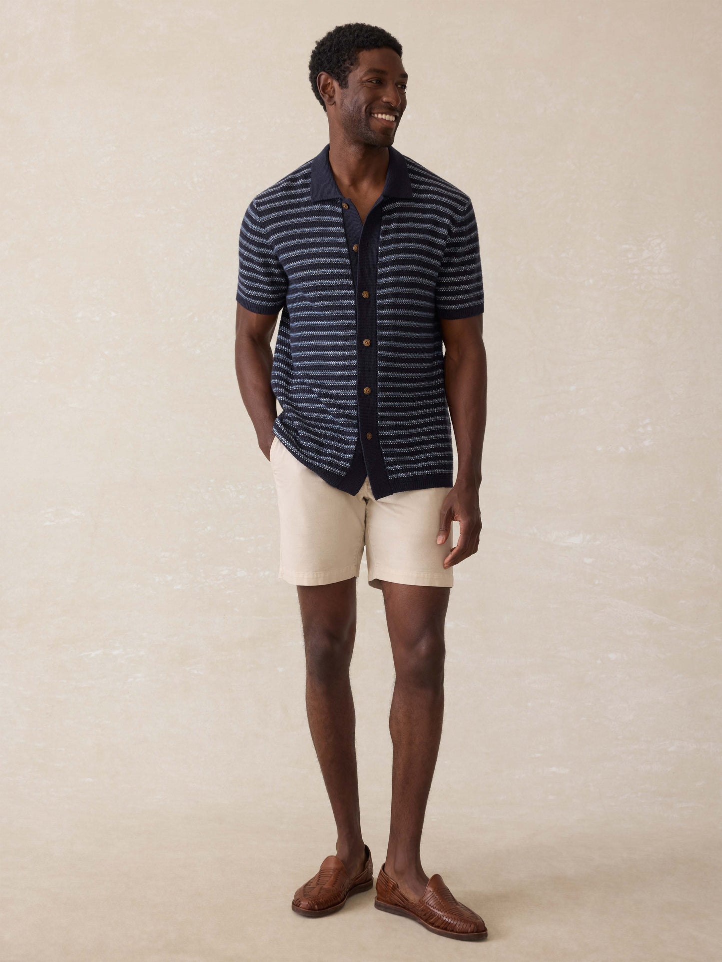 Short-Sleeve Sweater Shirt (Tall) - Northern Depths Stripe