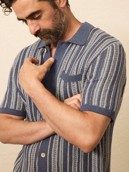 Short-Sleeve Sweater Shirt - River Cliffs Stripe