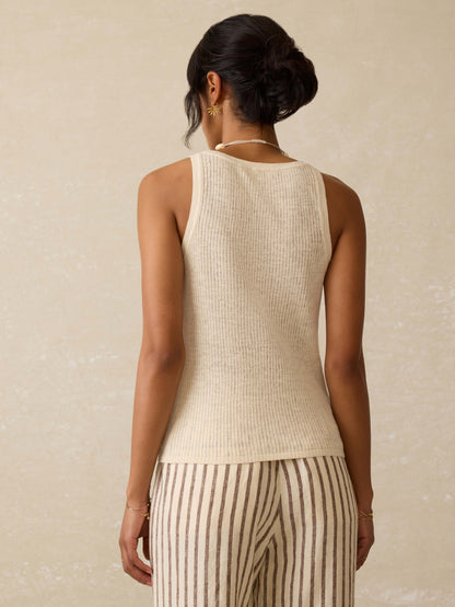 Miramar Linen Mini Rib Tank - Summer Sand