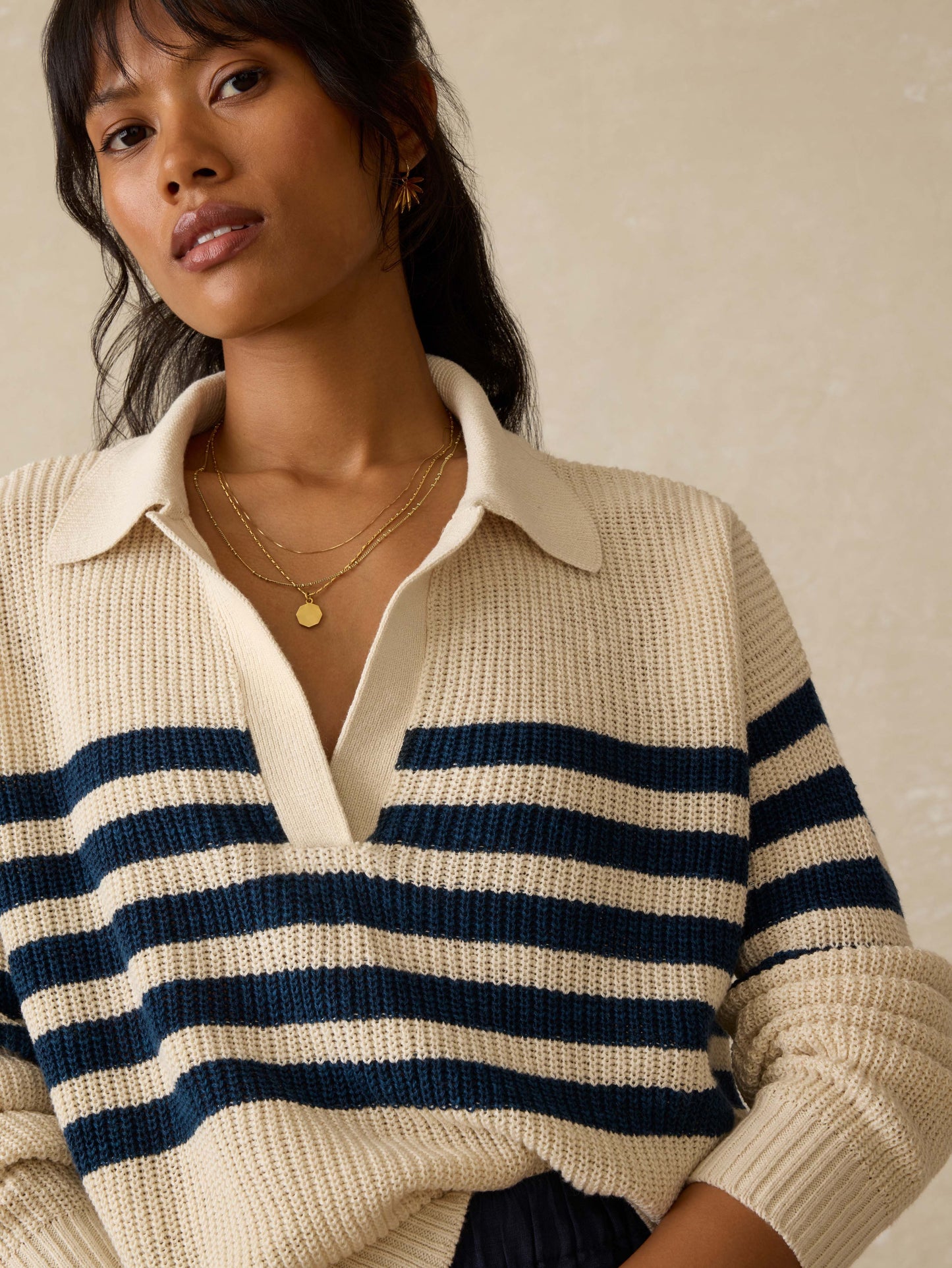 Miramar Linen Polo - Ocean Ties Stripe