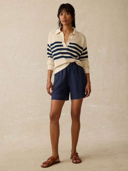 Miramar Linen Polo - Ocean Ties Stripe