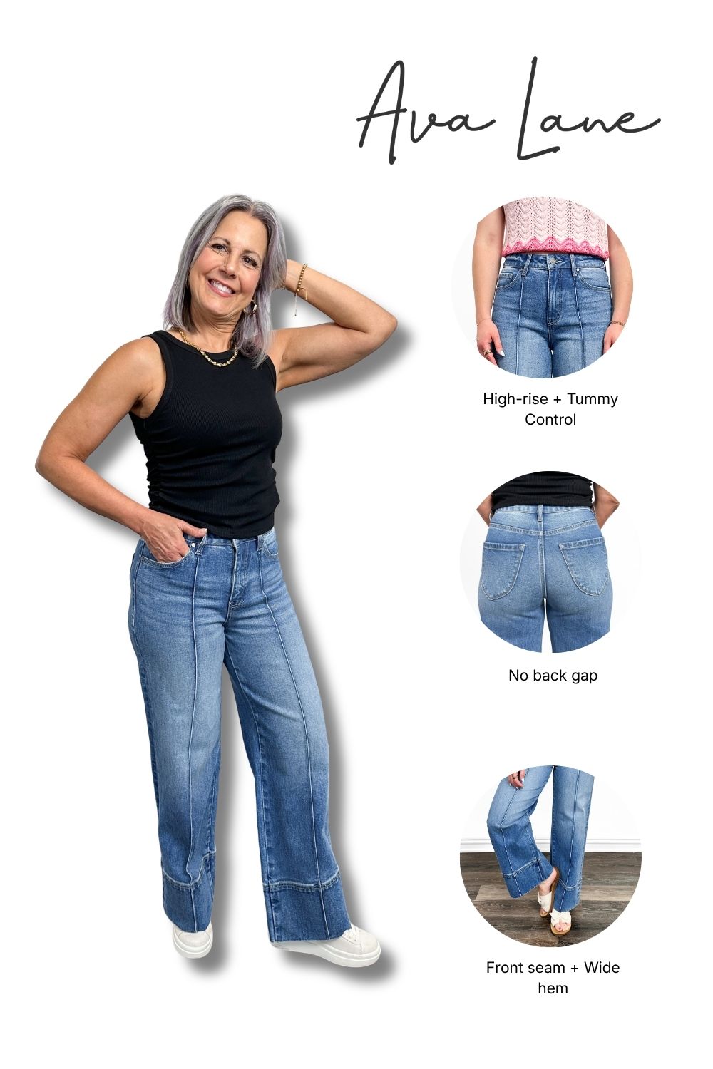 The Tonya High-Rise Tummy Control Wide Hem Wide Leg Jeans