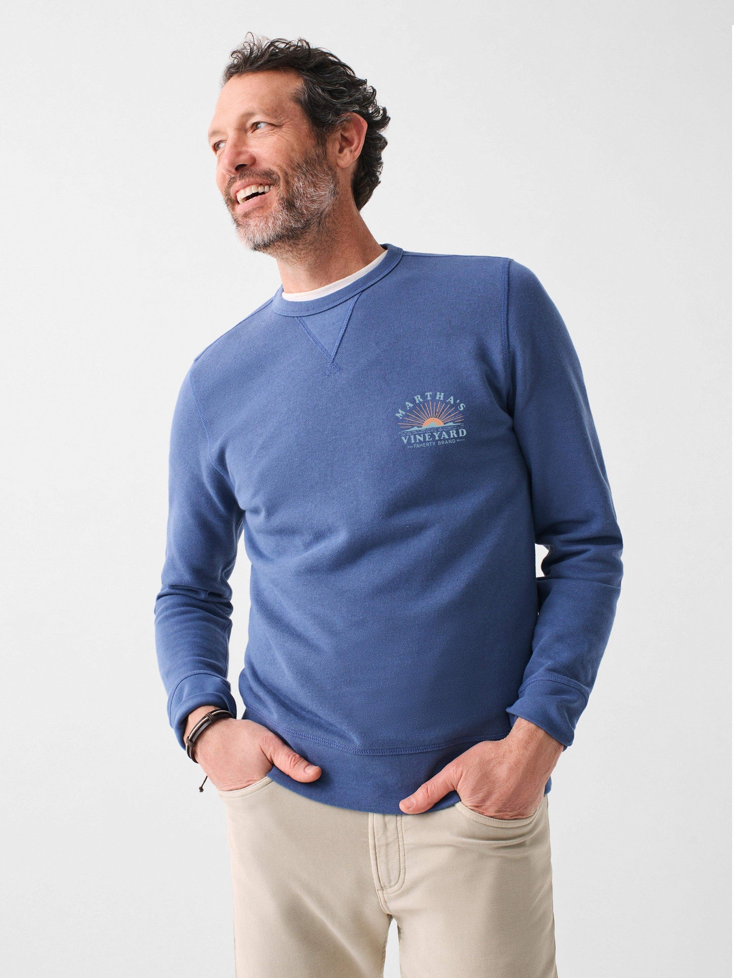 Martha's Vineyard Long-Sleeve Terry Crewneck - Faded Navy