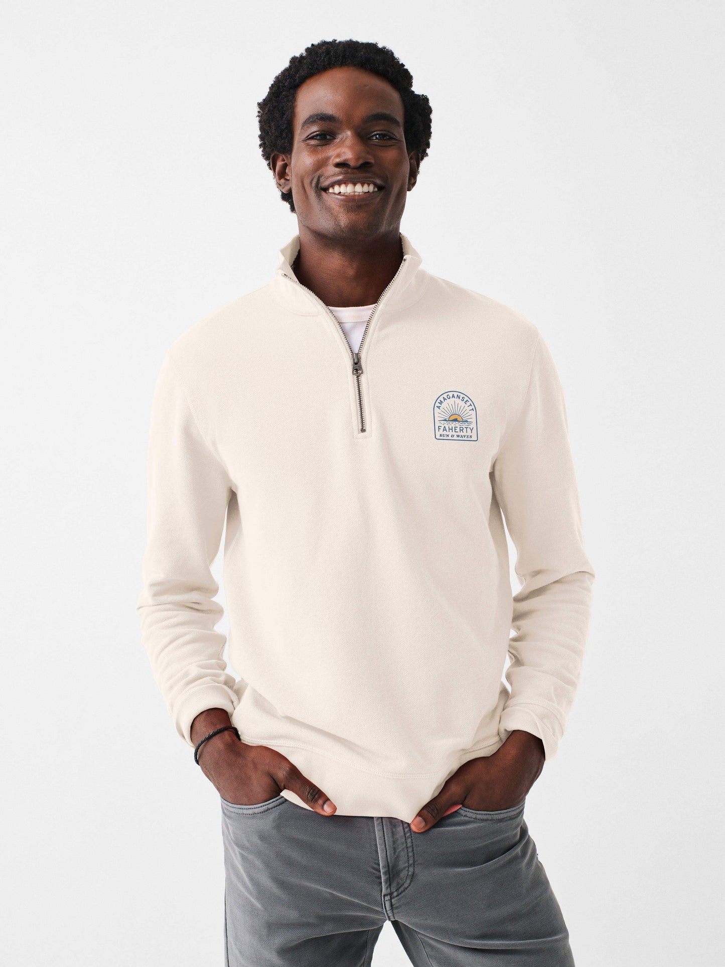 Amagansett Long-Sleeve Terry Quarter-Zip - Solar White