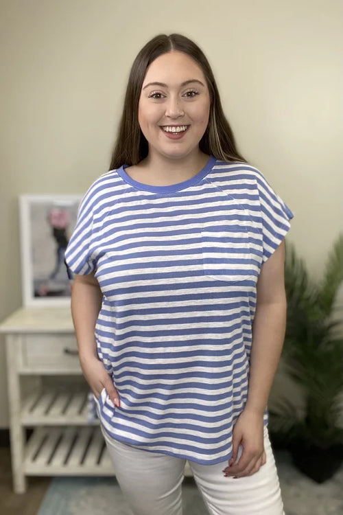 Love Goes Cold Women's Striped Cap Sleeve Top