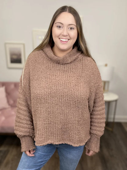 Too Cozy For You Women's Turtle Neck Bubble Sleeve Sweater