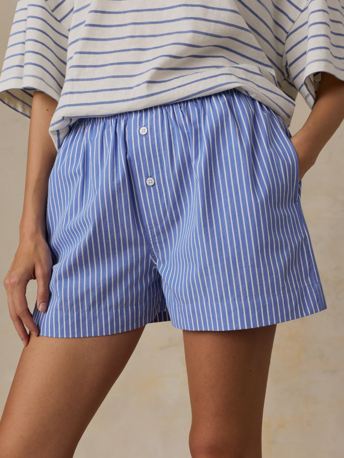 Coastal Poplin Boxer Short - Deepwater Stripe