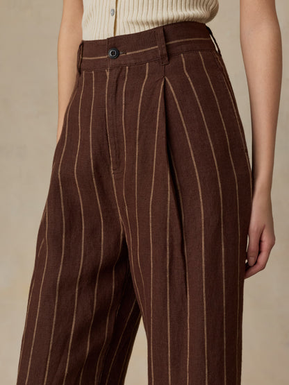 Sun Strider Linen Pleated Pant - Harbor Line Stripe