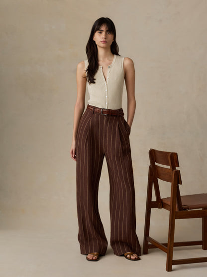 Sun Strider Linen Pleated Pant - Harbor Line Stripe
