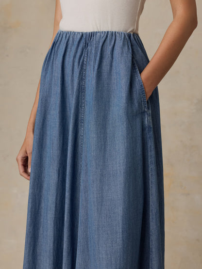 Tried & True Chambray Nera Skirt - River Mist Wash