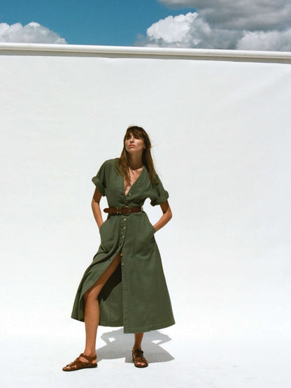 Soft Stretch Camille Dress - Moss