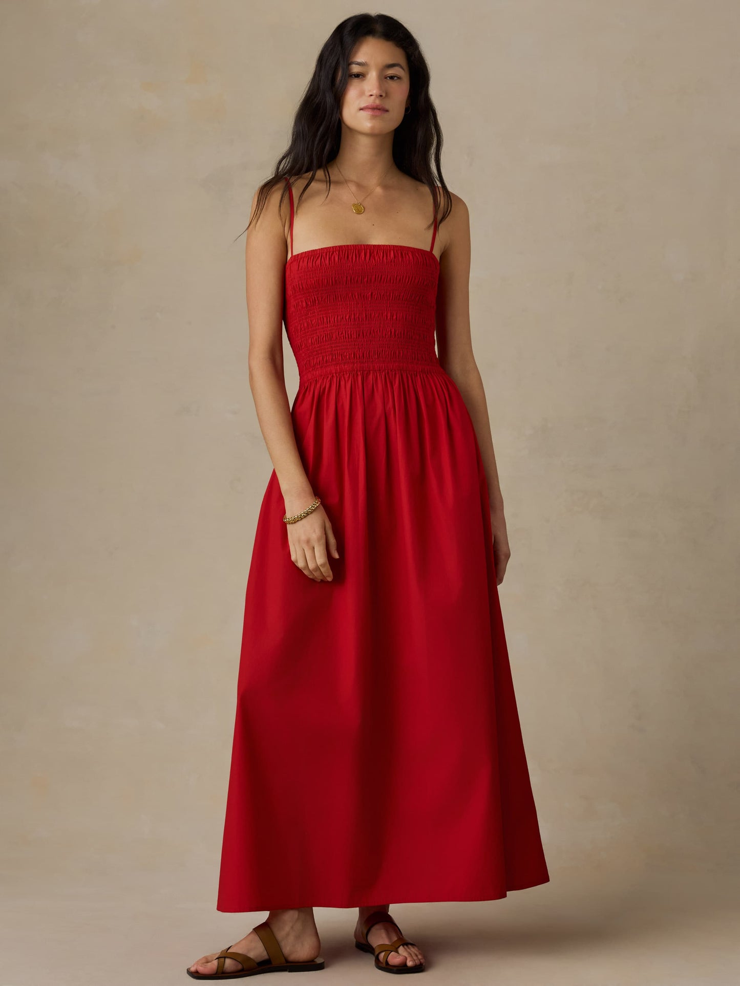 Coastal Poplin Lucia Dress - Tango Red