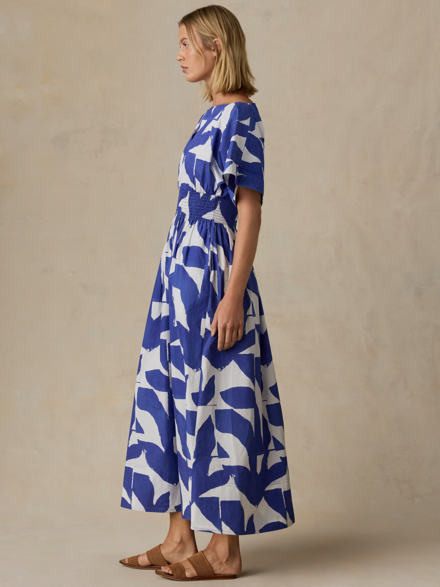 Coastal Poplin Elia Smocked Dress - Summer Leaf