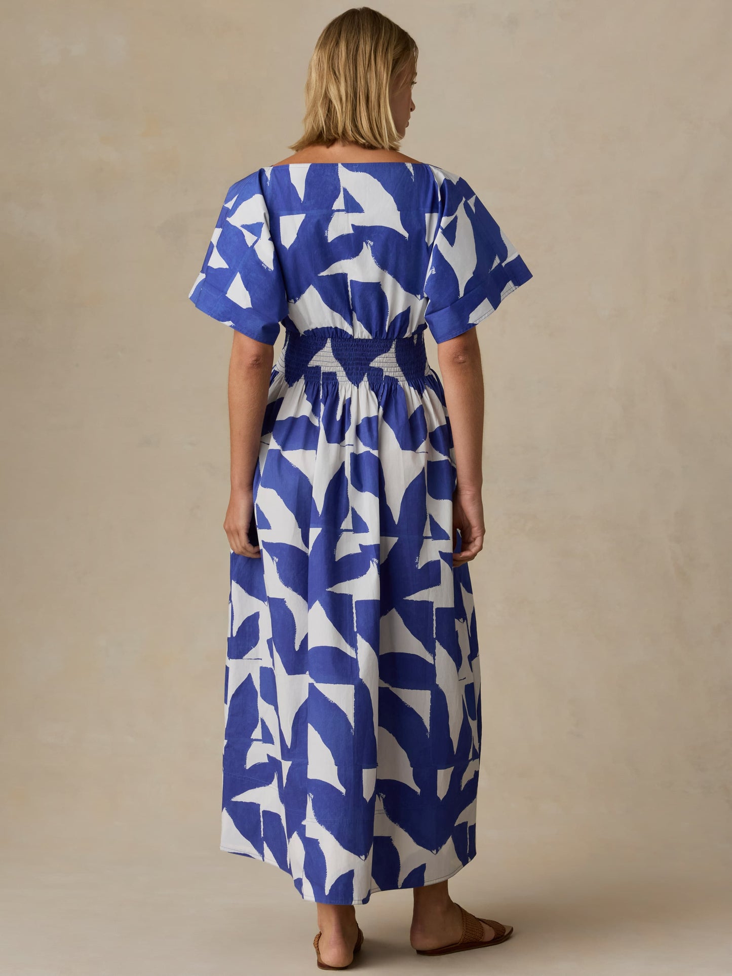 Coastal Poplin Elia Smocked Dress - Summer Leaf