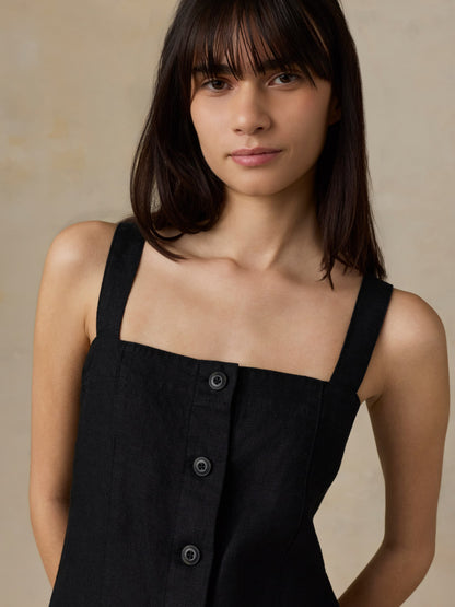 Sun Strider Linen Miley Dress - Black
