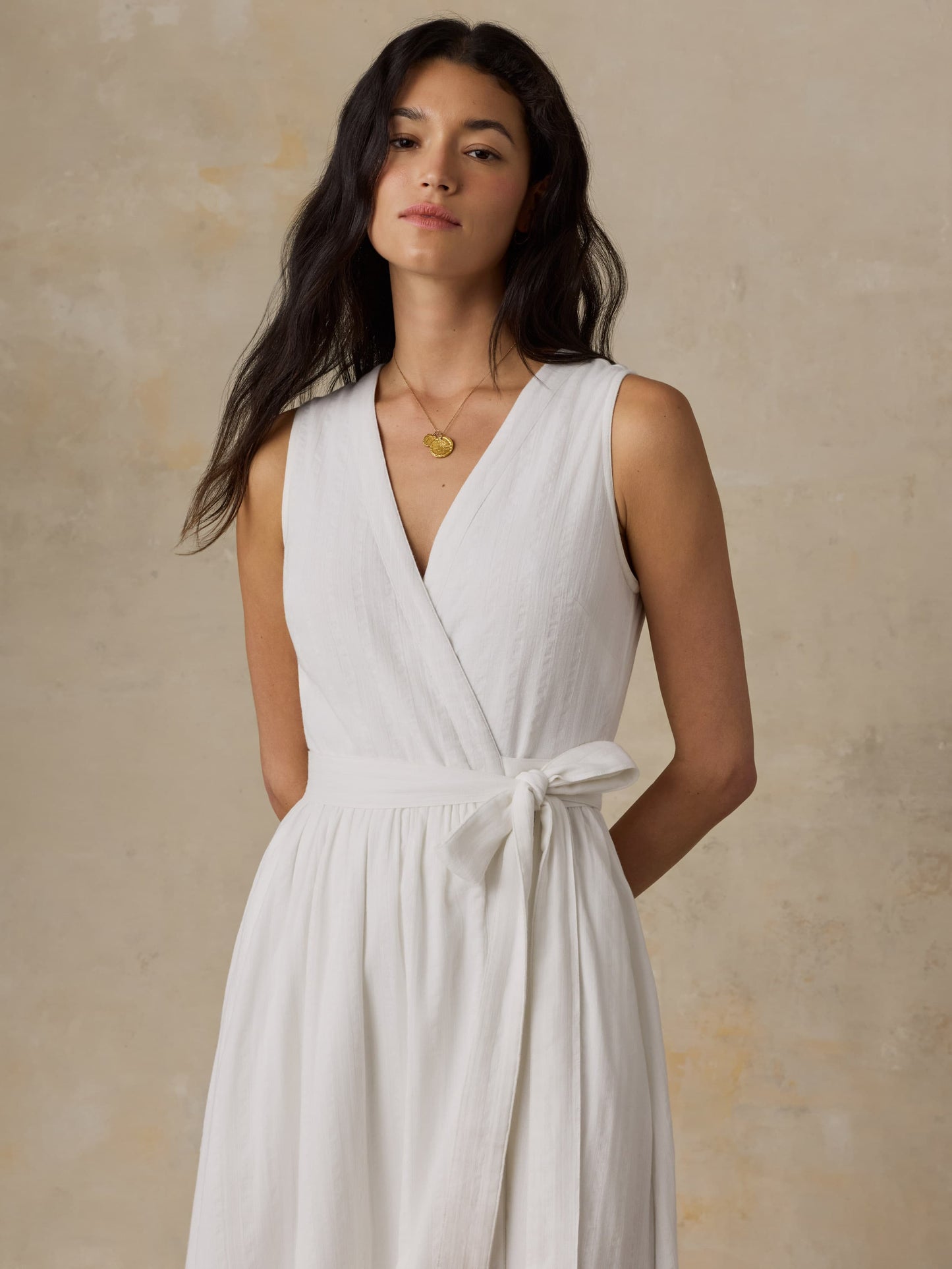 Dune Cotton Gauze Wrap Dress - White