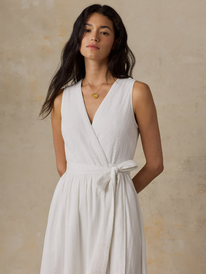 Dune Cotton Gauze Wrap Dress - White