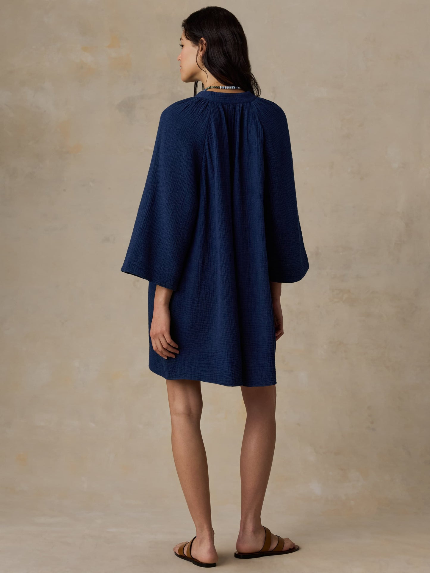 Dune Cotton Gauze Mina Dress - Dark Indigo Wash