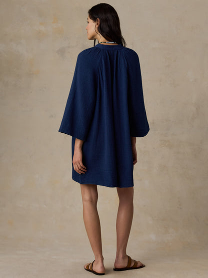 Dune Cotton Gauze Mina Dress - Dark Indigo Wash