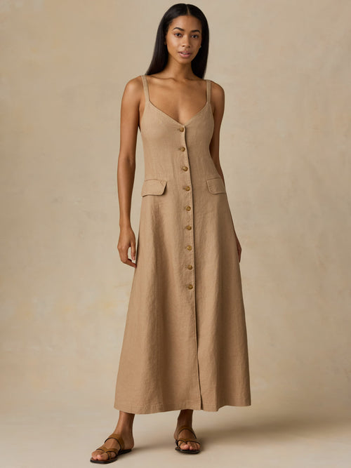 Sun Strider Linen Milo Dress - Acorn