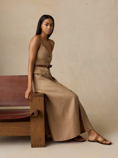 Sun Strider Linen Milo Dress - Acorn