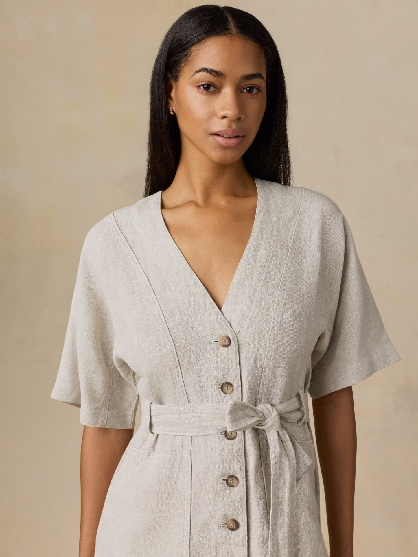 Sun Strider Linen Camille Mini Dress - Flax