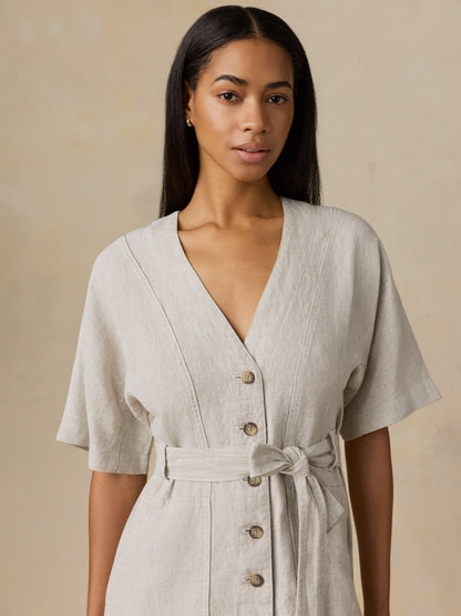 Sun Strider Linen Camille Mini Dress - Flax